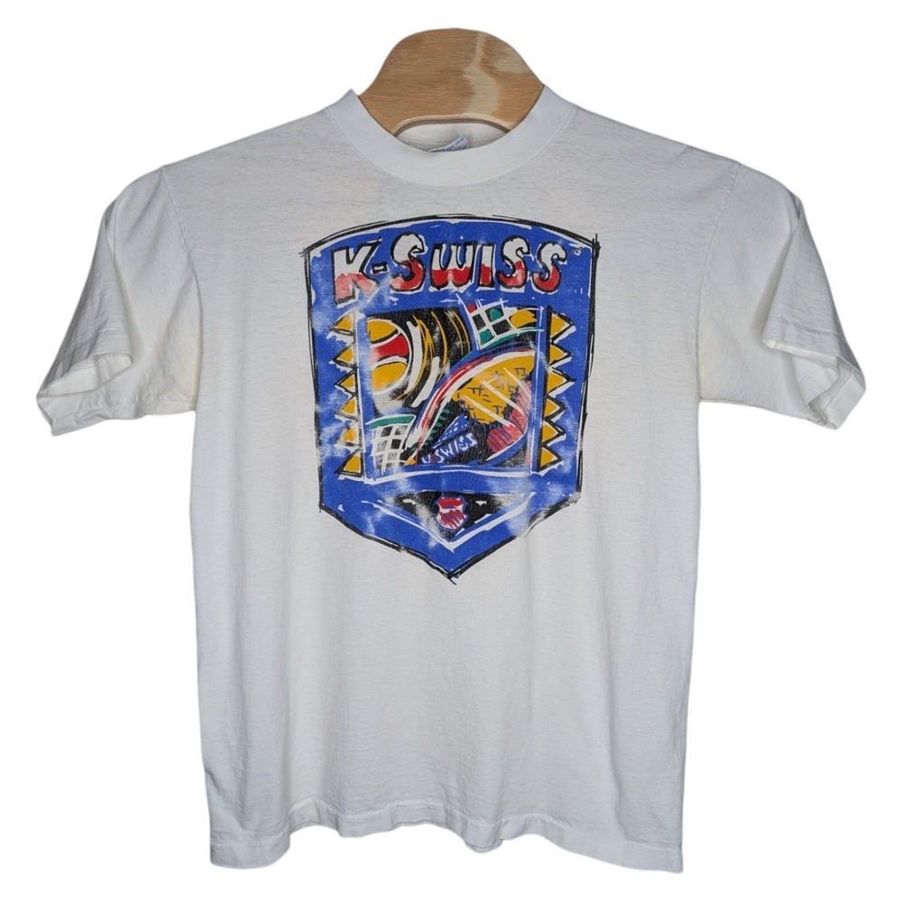 Vintage K-Swiss Tennis T Shirt Large All Sport Dennis Ralston Single Stitch‎ USA